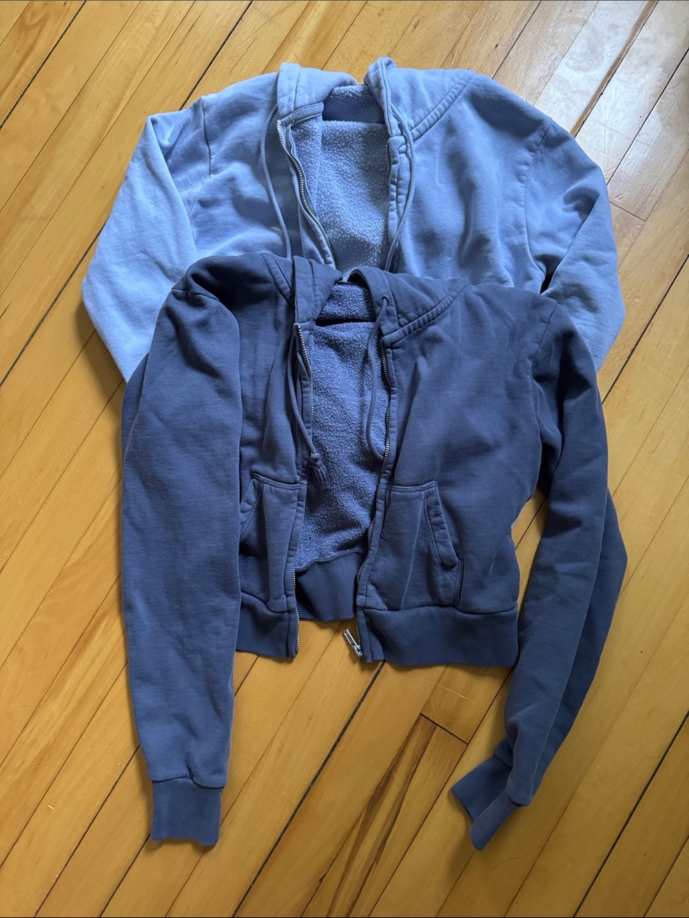 Women's Hooded Zip Crop Hoodies - Blue